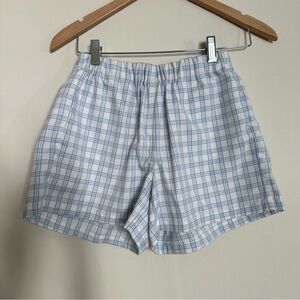 Brandy Melville blue and white boxer shorts